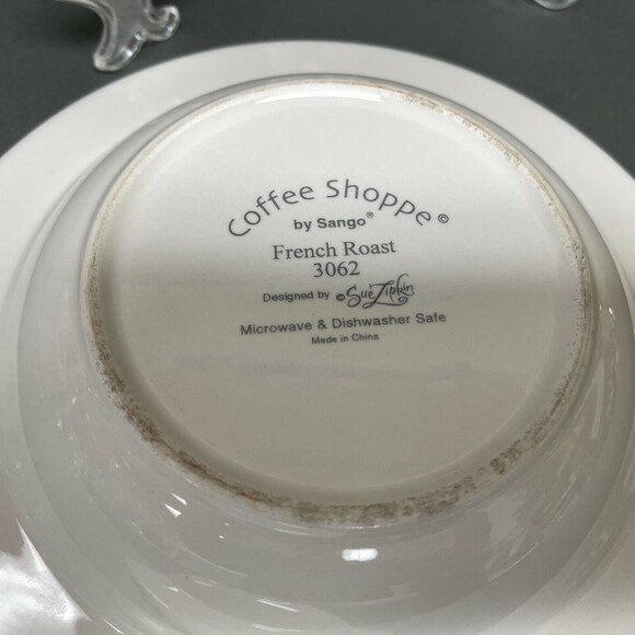 Coffee Shoppe by Sango Pasta Bowls Sue Zipkin Viennese French Roast 3062 - Picture 7 of 8